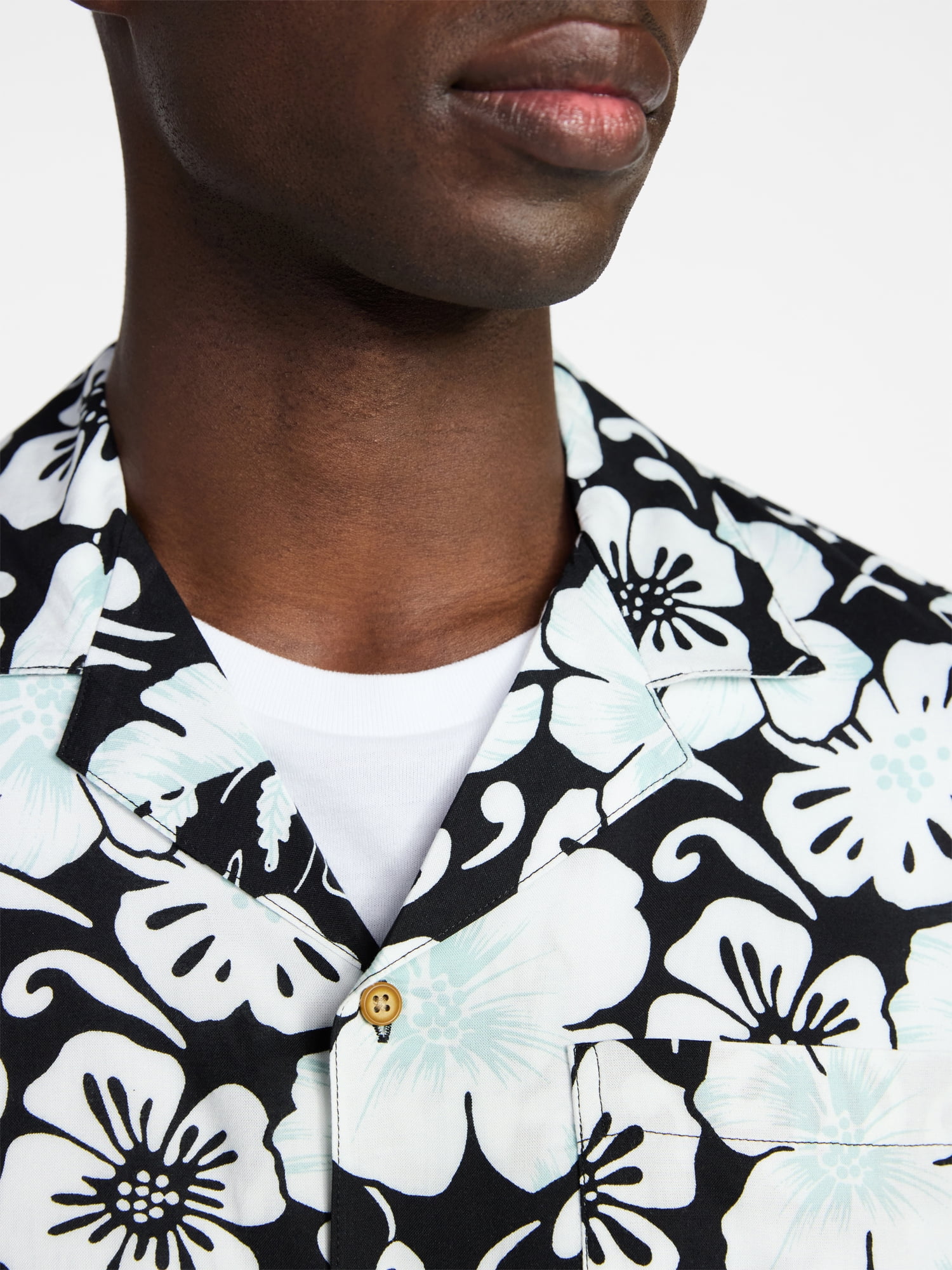 George Men's Relaxed Fit Printed Camp Shirt with Short Sleeves, Sizes S-3XLT
