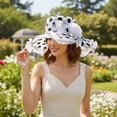 thumbnail image 7 of Vjnyvs Europe Style Sun Hat Women Organza Polka Dots Hat Wide Brim Floral Hat Elegant Spring Cap UV Protection Caps for Travel, 7 of 7