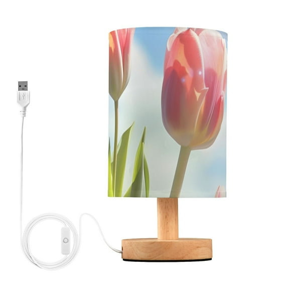 Tulips Butterflies Sun Table Lamp with USB Port LED Warm Light Lamp Night Light Home Decor