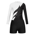 thumbnail image 2 of iiniim Kids Girls Dance Outfits 2 Piece Long Sleeve Ballet Gymnastics Leotards with Shorts Set Athletic Sport Tracksuit A White&Black 14, 2 of 7