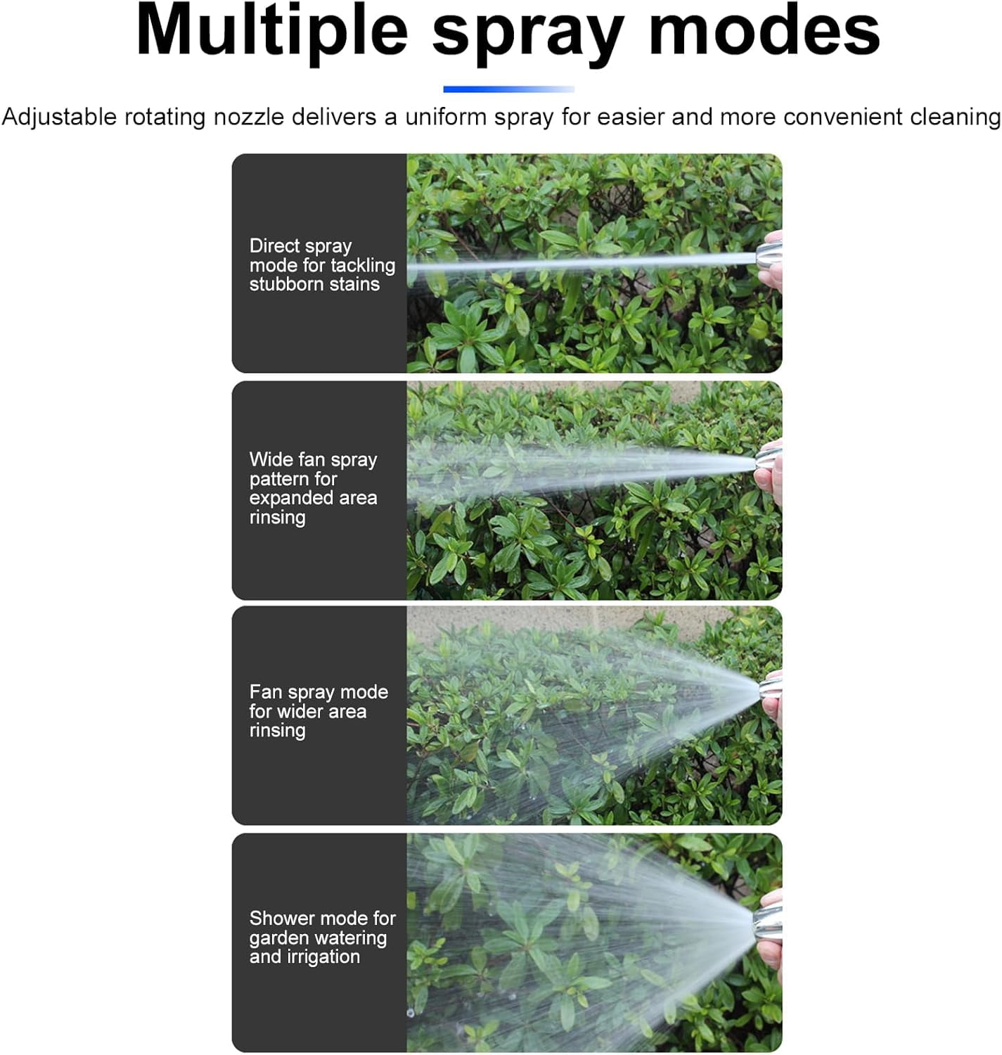 Heavy Duty Garden Hose Nozzle, High Pressure Power Jet, Adjustable Spray Modes, 360° Rotation, Deep Cleaning for Yard, Patio, Driveway, Car Wash