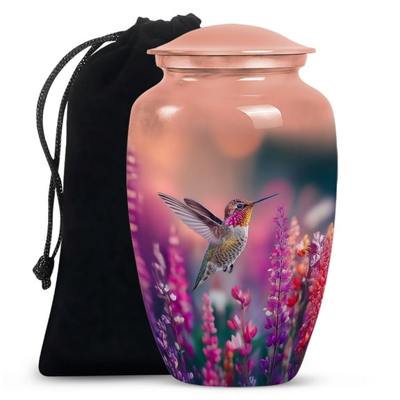 Hummingbird Pink Large Decorative Urn For Human Ashes, Urns For Ashes For Adult Male & Female, Cremation Urns For Ashes Women, Funeral Memorial Urn For Baby Girl ( Size-10inch )