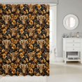 thumbnail image 2 of Manfei Flowers Highland Cattle Shower Curtain 72Wx72L,Retro Floral Animal Bathroom Curtain,Black Brown, 2 of 6