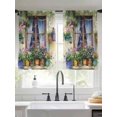 thumbnail image 3 of Spring Flowers Sheer Curtains 54 Inches Length 2 Panels Set, Window Sheer Curtains for Living Room/Bedroom, Botanical Windows Floral Pots Bicycle Light Filtering Rod Pocket Curtain 52''x54''x2, 3 of 8