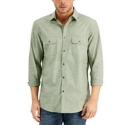 Alfani Mens Regular-Fit Solid Shirt, Olivine, Small
