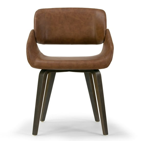 Amal Brown Upholstered Dining Chair with Gray Wood Accent and Bentwood Legs