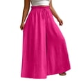 thumbnail image 2 of CQONEPT Women Oversize Wide Leg Pants Palazzo Casual Capris Pant Elastic Waist Solid Color Trendy Trousers Hot Pink 4XL, 2 of 6