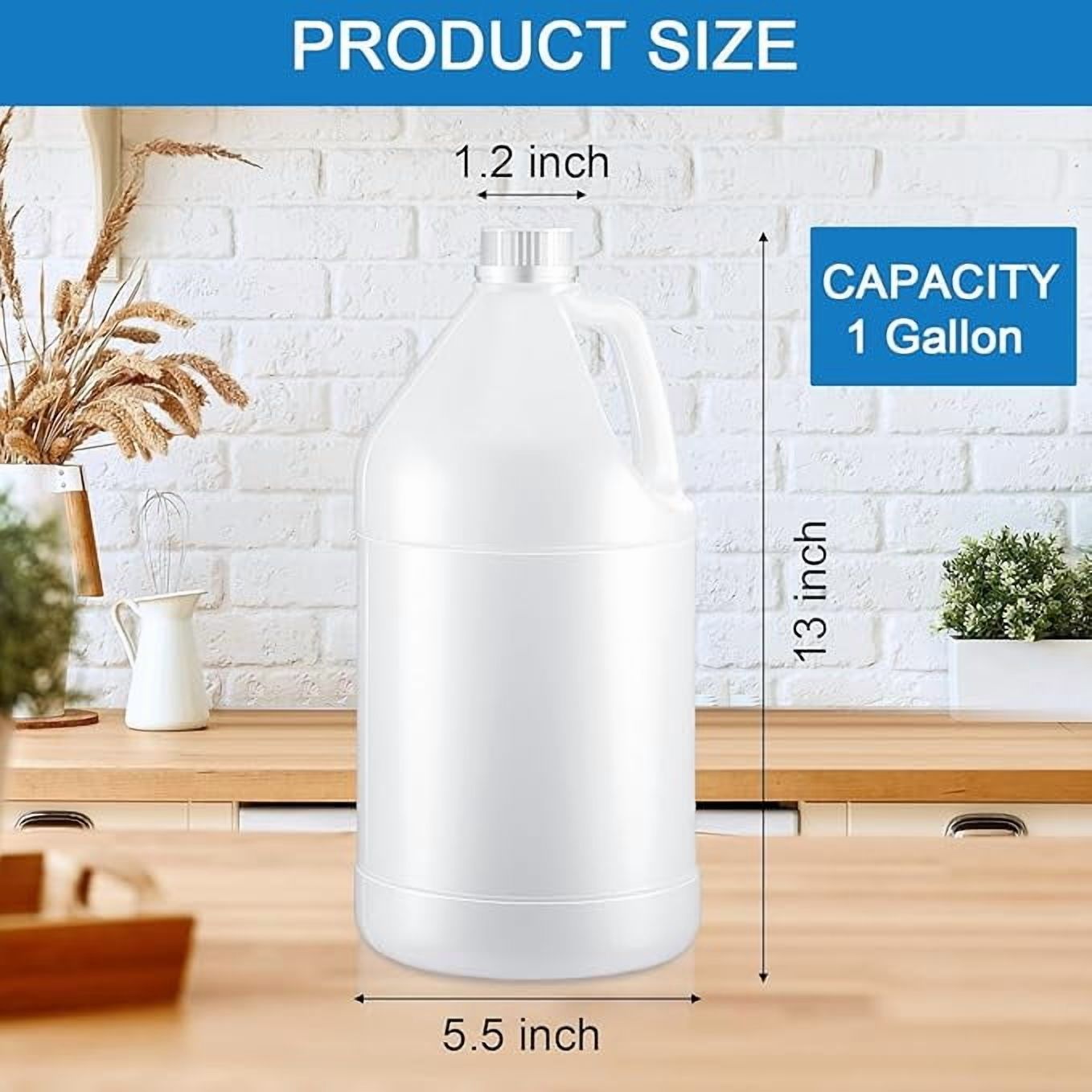 (8 Packs) 1 Gallon Plastic Jug with Lids BPA Free Reusable Round Clear Plastic Jug with White Cap Heavy Duty HDPE Containers with Pump Dispenser for Sauces Soaps Detergents Liquids Storage