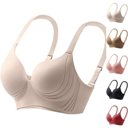 Summer Savings Akafmk Plus Size Womens Bras  Push Up Bras for Women  Women s Plus Size Without Steel Rims Gathered Breasts Sagging Upper Support Thin And Seamless Underwear Daily Bras Beige M