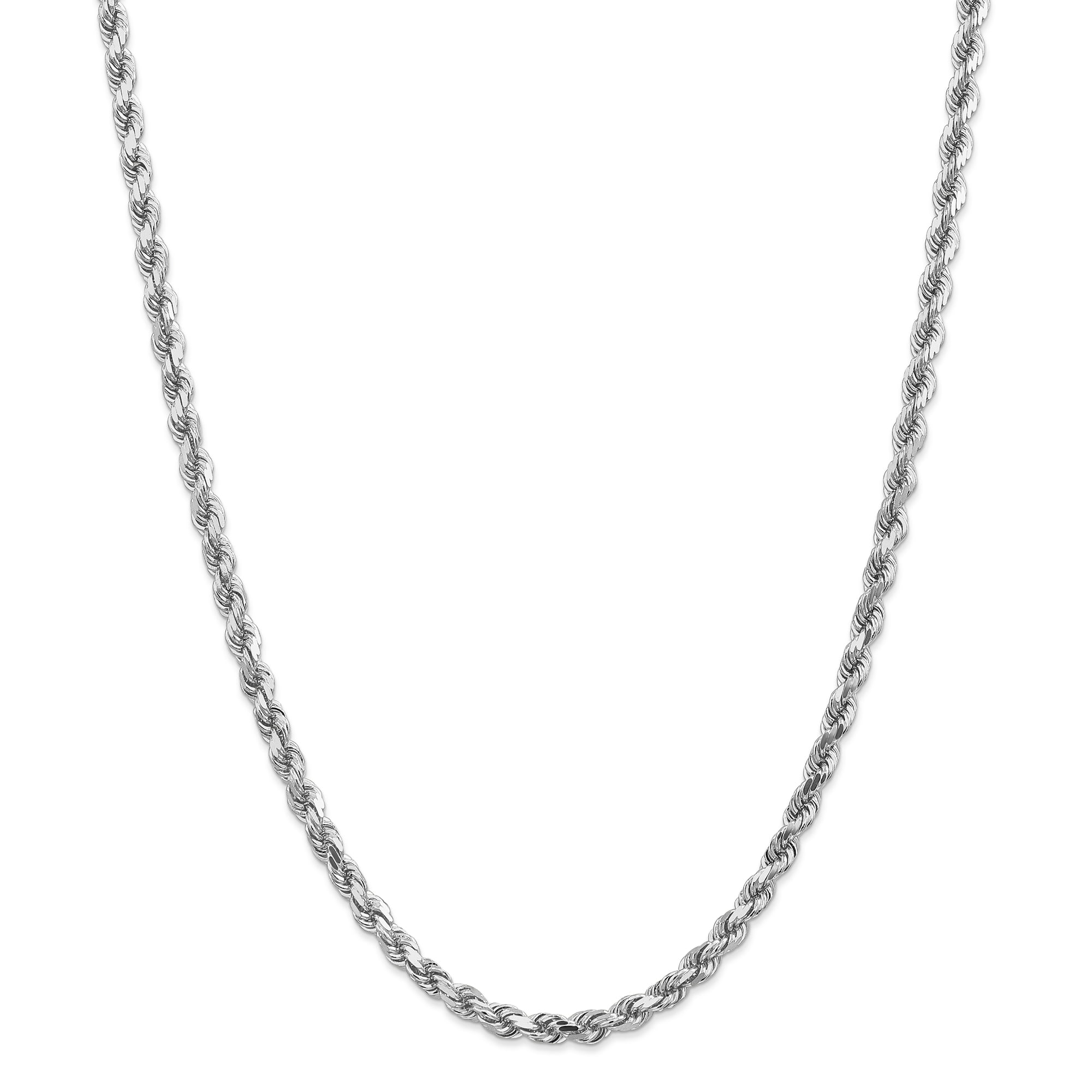 Link Chain Necklace Wheat 14K White Gold 1.00MM Diamond-Cut Spiga