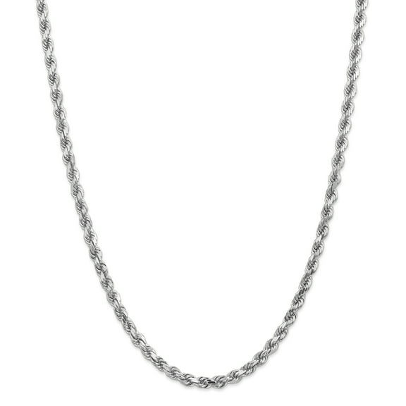14K White Gold 5mm Diamond Cut Rope Chain 24 IN