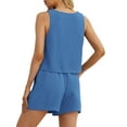 thumbnail image 6 of JWD Women's 2 Piece Square Neck Sleeveless Shorts Casual Set Women's Summer Top Navy Blue L, 6 of 9