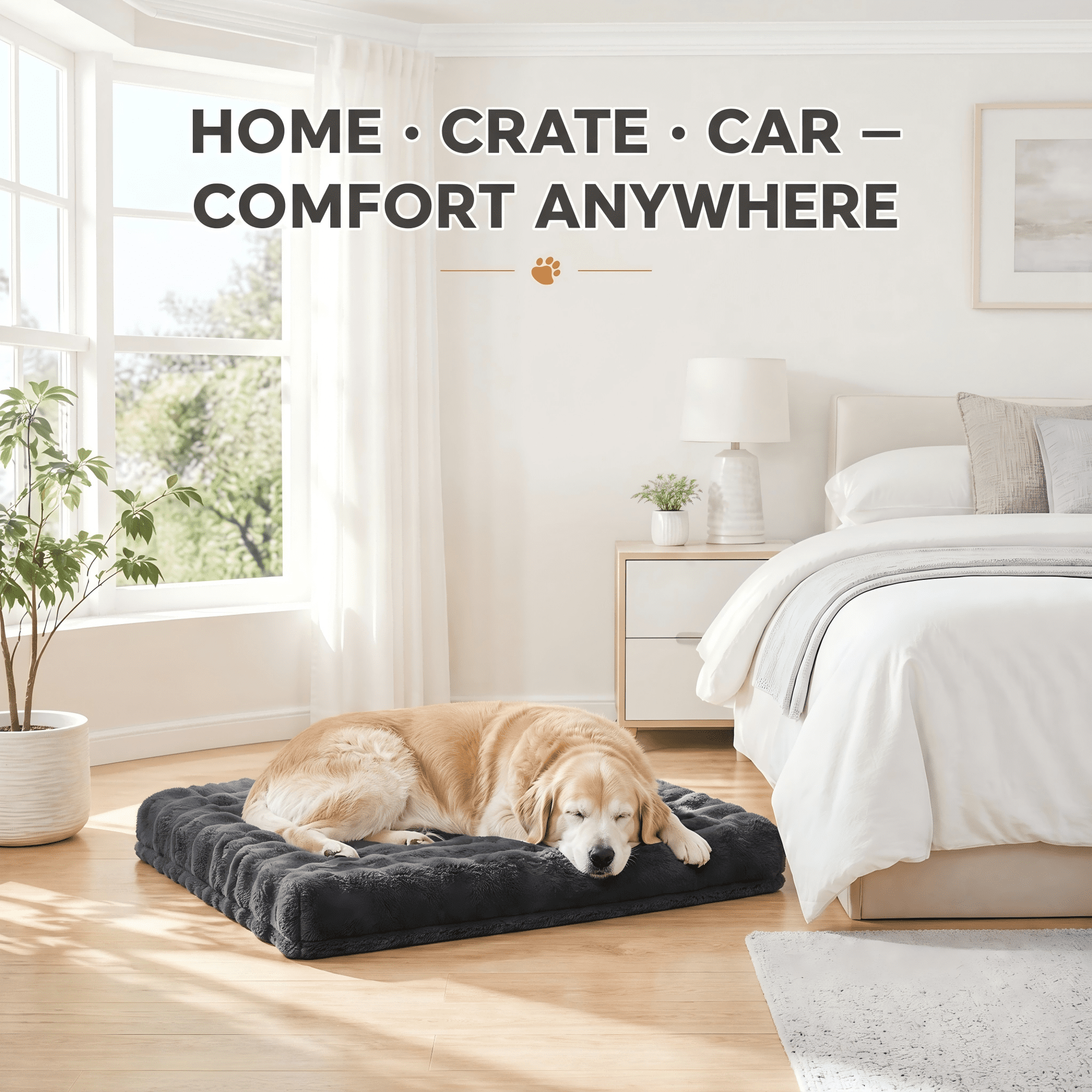 PAWZ Road Orthopedic Dog Bed for Dogs, Soft Bubble Fleece, Waterproof Pet Mat with Removable Washable Cover and Egg Crate Foam, Gray