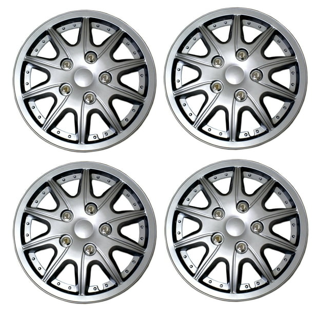Set of 4 Metallic Silver Hubcaps 16" Type 2 WSC35004S16 Hub Caps