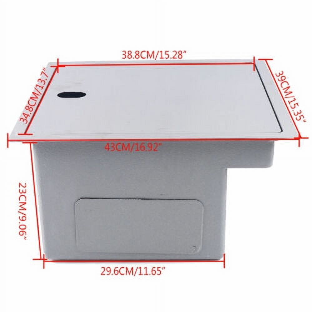 Hidden Stainless Steel Kitchen Bathroom Sink Single Bowl w/ Folding faucet+Cover
