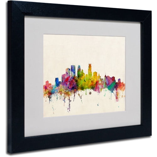 Trademark Fine Art "Minneapolis, Minnesota" Canvas Art by Michael Tompsett, Black Frame