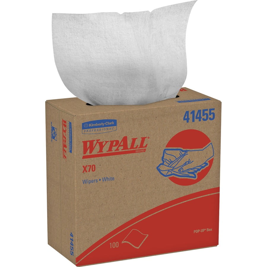 WypAll X70 Hydroknit Cloths, 9.1" x 16.8", White, Durable Absorbent Reusable Wipes, Embossed, 100 per Box