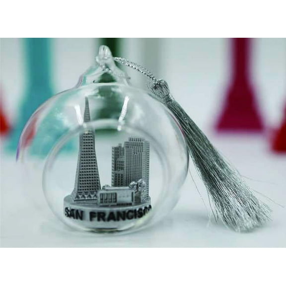 Glass ornament of San Francisco color sliver keepsake Christmas Ornaments 3 inches