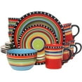 thumbnail image 1 of Gibson Elite 16 Piece Multi Color Glaze Dinnerware Set with Plates, Bowls & Mugs, 1 of 5