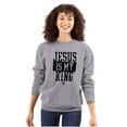 thumbnail image 3 of Jesus is my King Christian Faith Unisex Plus Fleece Graphic Sweatshirt Brisco Brands 4X, 3 of 5