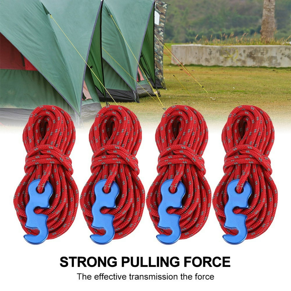 ANGGREK 4Pcs/Set Reflective Tent Wind Rope Camping String Guy Line with