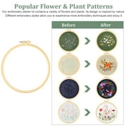 Celectigo Embroidery Kit for Beginners — 4Pack Floral Cross Stitch Kits with 27Pcs Sewing Set of Hoops, Threads, Needles