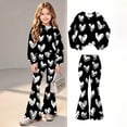 thumbnail image 2 of ZBSOKO Girls 2 Piece Outfits Cute Print Fashion Sets Crew Neck Pullover Shirts and Flare Pants Casual Fall Winter Streetwear Sizes 5-15 Years, 2 of 6