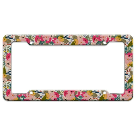Softly Flowers Floral Pattern License Plate Tag Frame