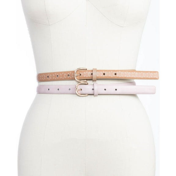 Giani Bernini Women’s 2-For-1 Skinny Belts, Blush/Beige, Small