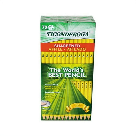 Pre-Sharpened Pencil HB 2, Black Lead, Yellow Barrel, 72/Pack