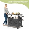 thumbnail image 6 of FUNDAZE HDPE Outdoor Grill Cart with Storage, Kitchen Island on Wheels, BBQ Prep Table with Stainless Steel Top, Movable Serving Counter for Garden, Poolside, Backyard, Gray, 6 of 8