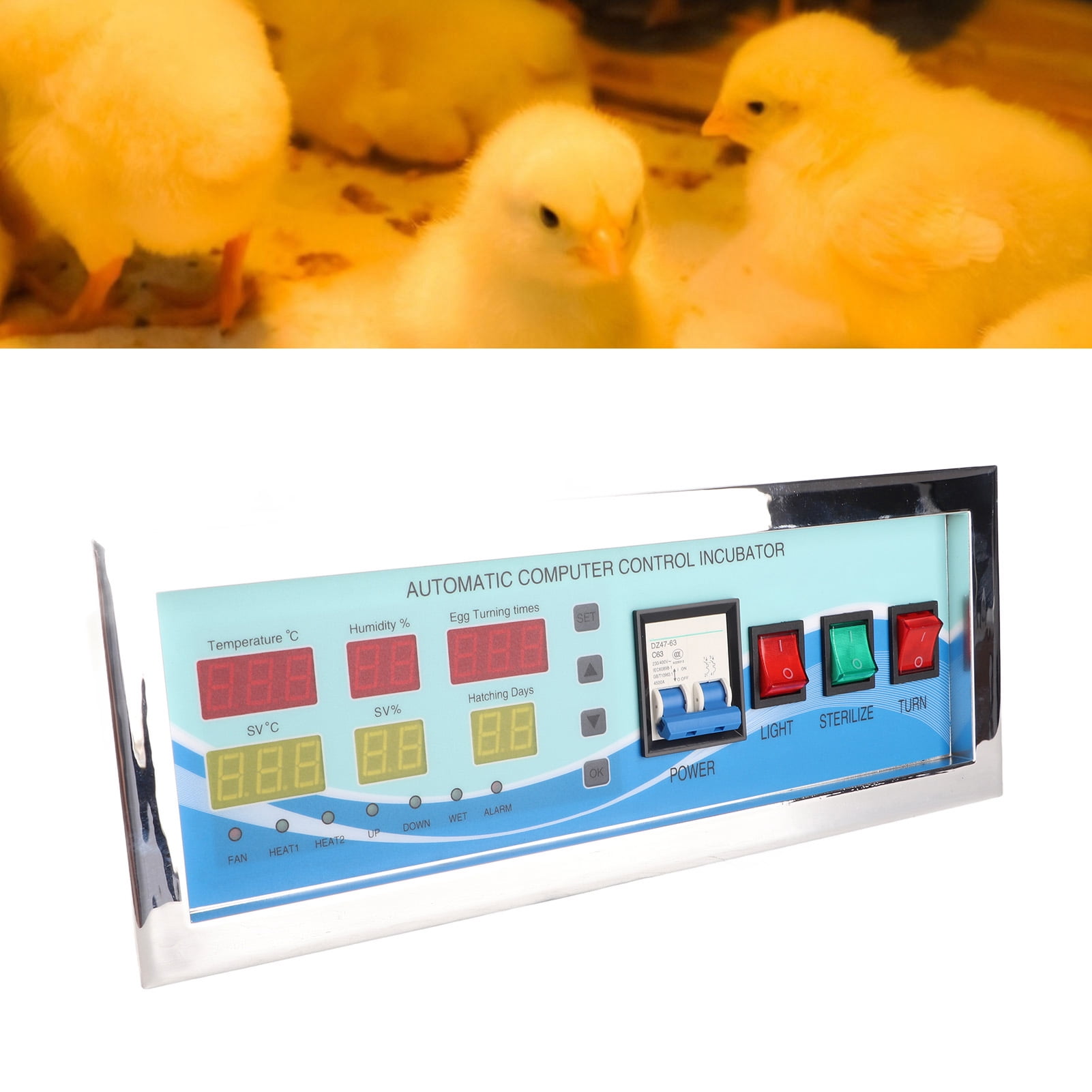 YAHHU XM-18G Poultry Egg Incubator System Automatic Temperature Humidity Sensor for Chicken Goose Duck, Smart Digital Display Controller 220V 15.75 inches