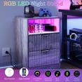 thumbnail image 4 of FANRAL Nightstand Set of 2,LED Nightstands with Charging Station,Fluted Design Bedside Table with RGB LED Lighting,Mid Century Modern Small Dresser with Storagee,Gray Night Stand, 4 of 8