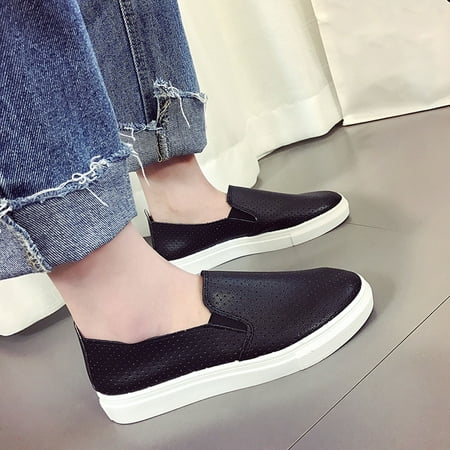 

Cathalem Womens Casual Shoes Low Heel Leisure Women s Four Seasons Artificial Leather Solid Color Non Shoes for Summer for Women Black 8