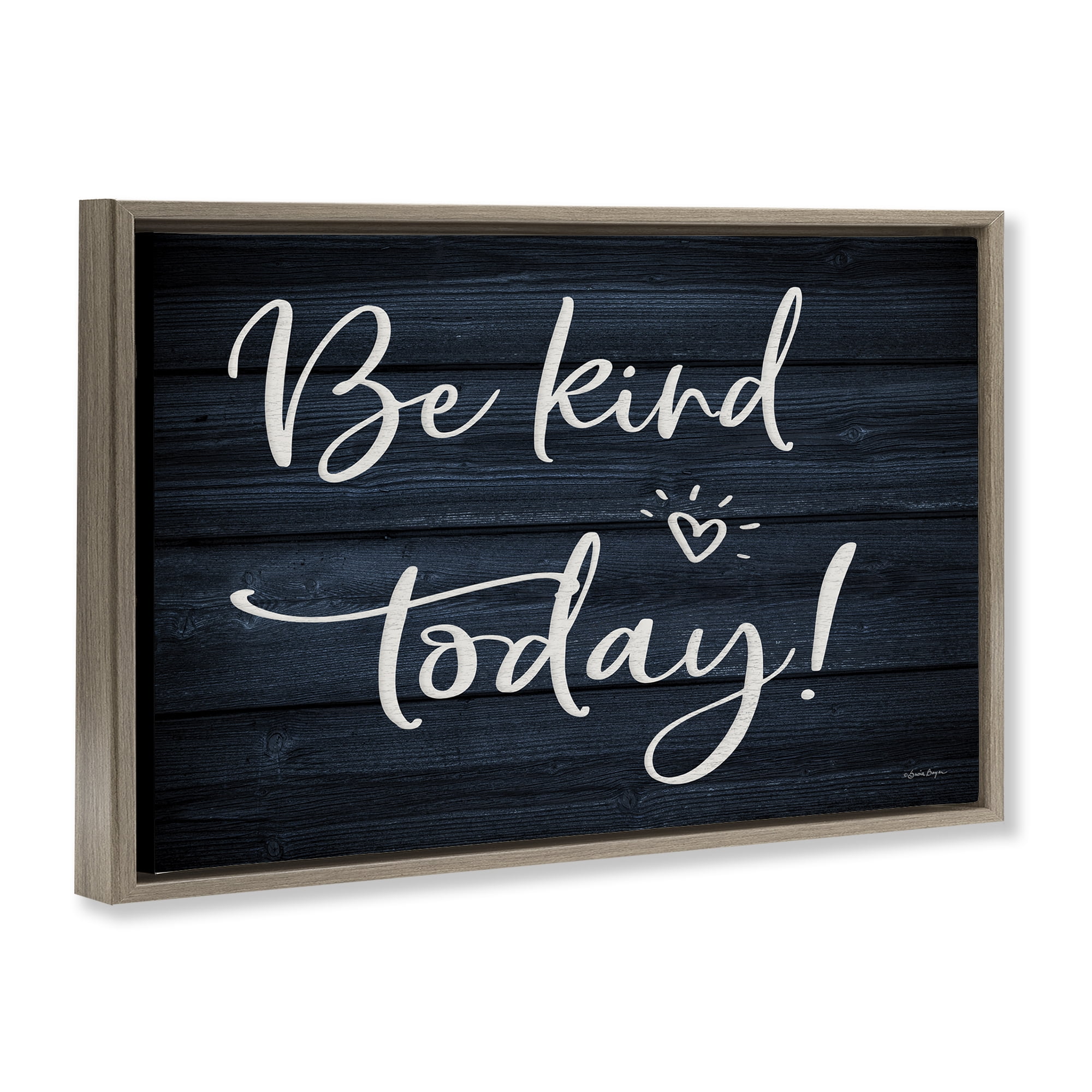 Stupell Industries Be Kind Today Text & Numbers Painting Brown Floater Framed Canvas Art Print Wall Art, 31 x 21