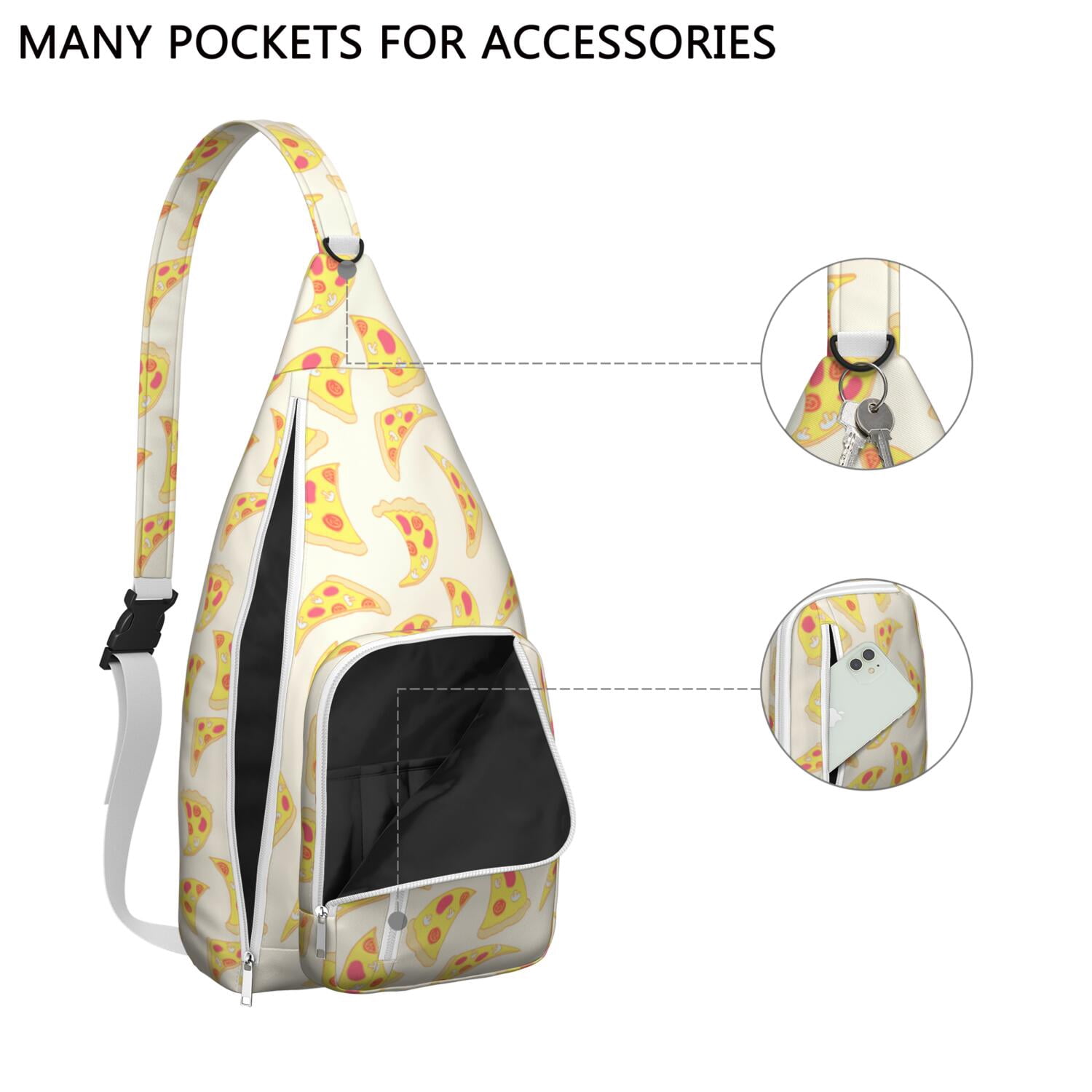 Funny Pizza Lover Chest Bag - Kawaii Foodie Sling Bag with Delicious Pizza Print, Lightweight Water-resistant Fanny Pack for Pizza Party & Daily Use (Women & Men)"