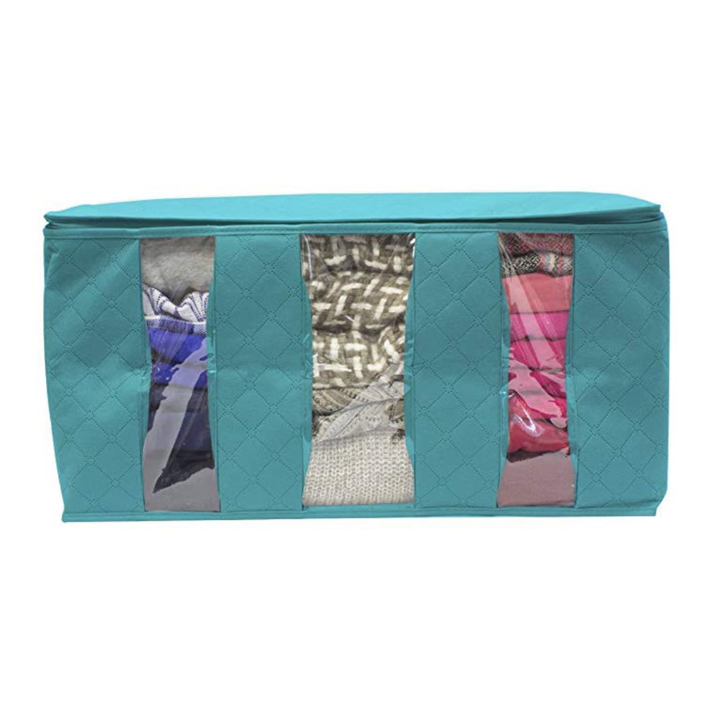 Details about   2*Foldable Clothes Large storage Bag Fabric Quilt Blanket Organizer Zipper Box 