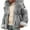Grey, variant on Hontri Men's Parkas, Men's Faux Leather Plush Integrated Large Collar Long Sleeved New Coat Khaki Xl