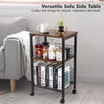thumbnail image 7 of Small End Table, 3-Tier Side Table with Storage Basket, Industrial Style Side End Table for Living Room Bedroom Kitchen Bathroom, Rustic Brown, 7 of 7