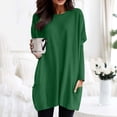 thumbnail image 2 of Women Summer Tops Women Autumn And Winter Casual Fashion Round Neck Long Sleeve Long T Shirt Top Pocket Puff Sleeve Print Top Thin Wrap Womens Short Button up Button Loose Tunic Teen Green XL, 2 of 4