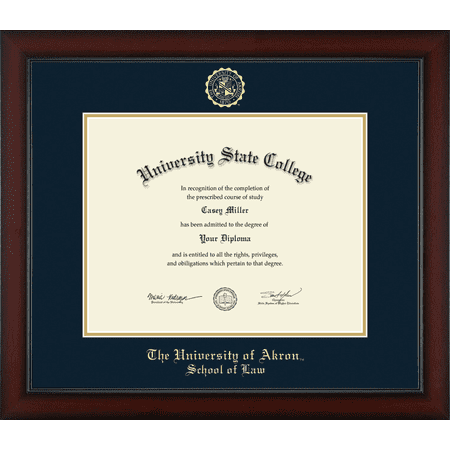 The University of Akron School of Law Diploma Frame, Document Size 14" x 11"