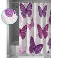 thumbnail image 3 of 60x72 Inch Shower Curtains for Bathroom Purple Butterflies Fabric Bath Curtain Decor Summer Butterfly Modern Art Waterproof Restroom Curtains Shower Set Accessories with 12 Hooks 60 Inch, 3 of 6