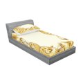 thumbnail image 2 of Ambesonne Vintage Fitted Sheet & Pillow Sham Set, Golden Floral Ornament, Twin, Cream Yellow, 2 of 2