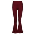 thumbnail image 4 of REALiKUN Women's High Waisted Flare Long Pants Cut Out Stretchy Ladder Bootcut Yoga Pants Red S, 4 of 8