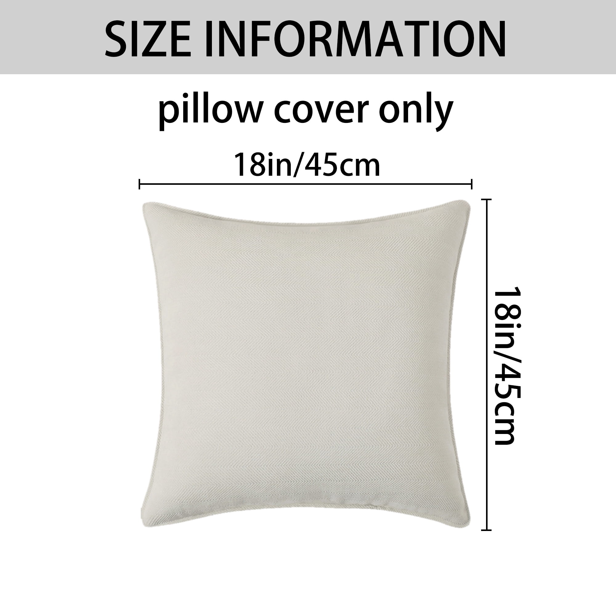 Unique Bargains 4 Pcs Soft Chenille Pillow Covers White 18" x 18"/20" x 20"