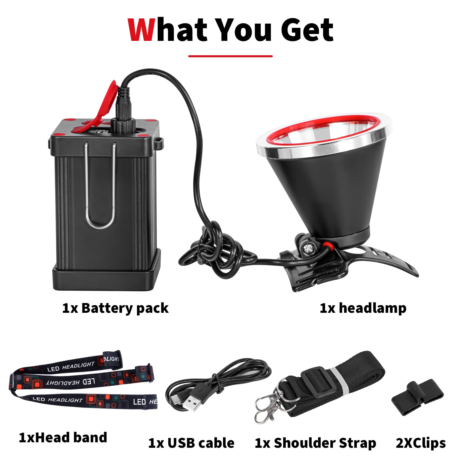 Hunting Friends High Power LED Headlamp Separation Design Outdoor Head Lamps Waterproof&Rechargeable Long Distance Headlight for Camping Hiking Fishing Hunting, White Light