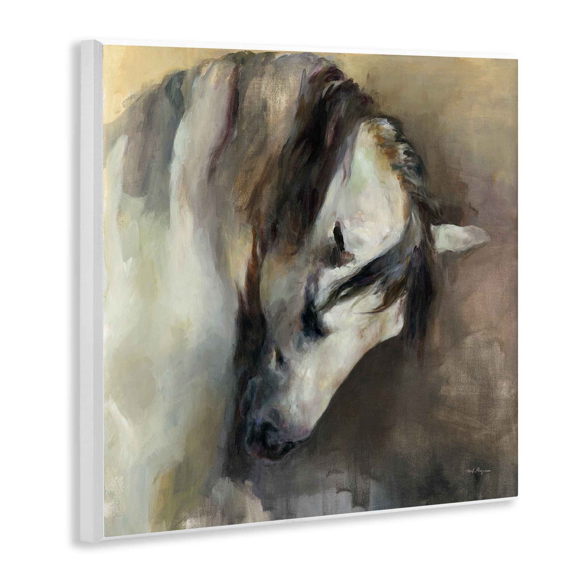 Stupell Industries Classical White Horse Animals Painting Unframed Art Print Wall Art, 12 x 12