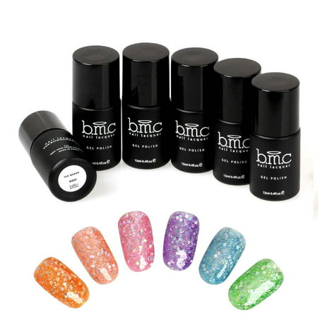 BMC Mix Size Hexagon Shaped Glitter Nail Lacquer Gel Polishes - Woodland