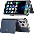 thumbnail image 3 of Compatible with iPhone 13 Pro Max Wallet Case with Card Holder PU Leather Kickstand Wrist Strap Shockproof Protective Cover for Women Man Blue, 3 of 13