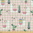 thumbnail image 2 of Ambesonne Alpaca Cactus Fabric by the Yard Upholstery, Pastel Llama Drawing, 1 Yard, Rose Sea Green White, 2 of 5